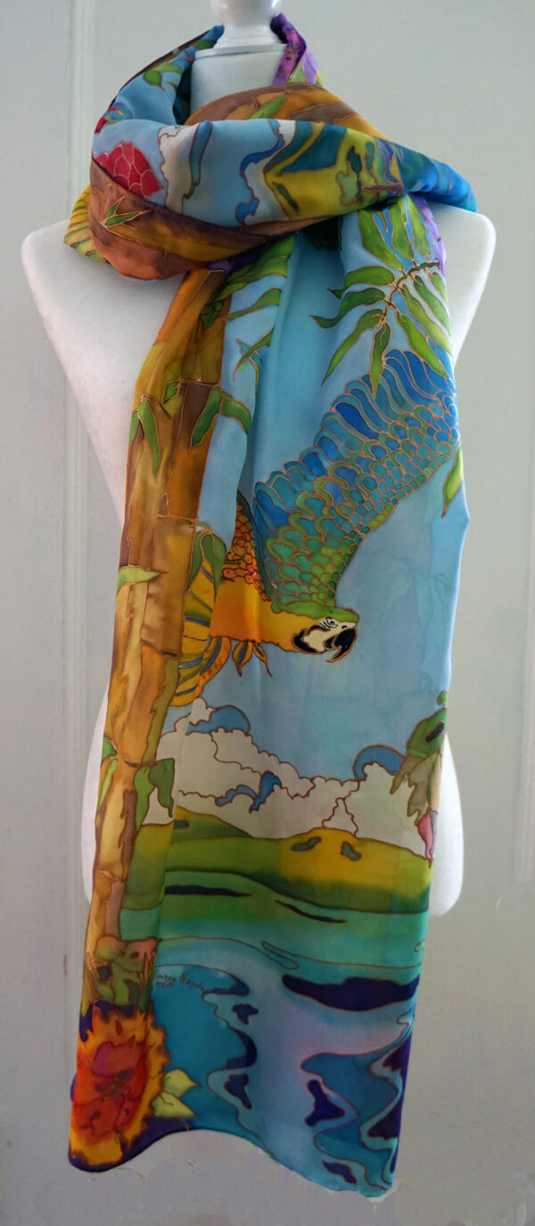 Two Parrots Silk Summer Scarf