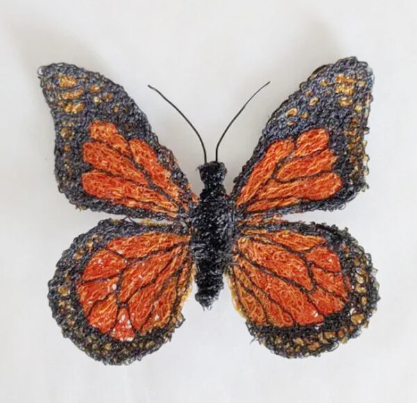 Doughty Designs Thread embroidery pin, monarch butterfly