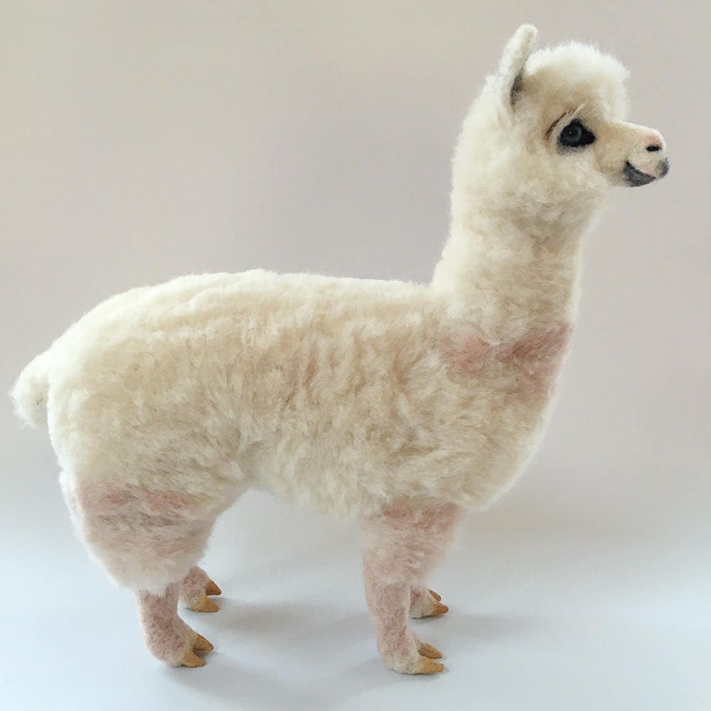 Needle Felted Baby Alpaca - Christmas Ornament Figurine