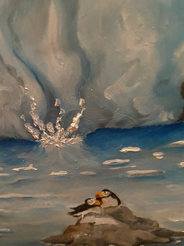 2 Puffins and a Glacier zoom 2