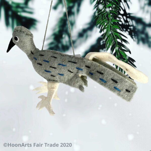 Handmade Felt Roadrunner Christmas Ornament from Kyrgyzstan | HoonArts