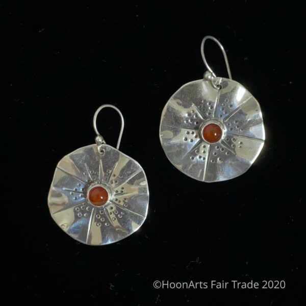HandmadeSilverEarringsfromKyrgyzstan-FlowerwithCarnelianonBlackcopy-2_2048x