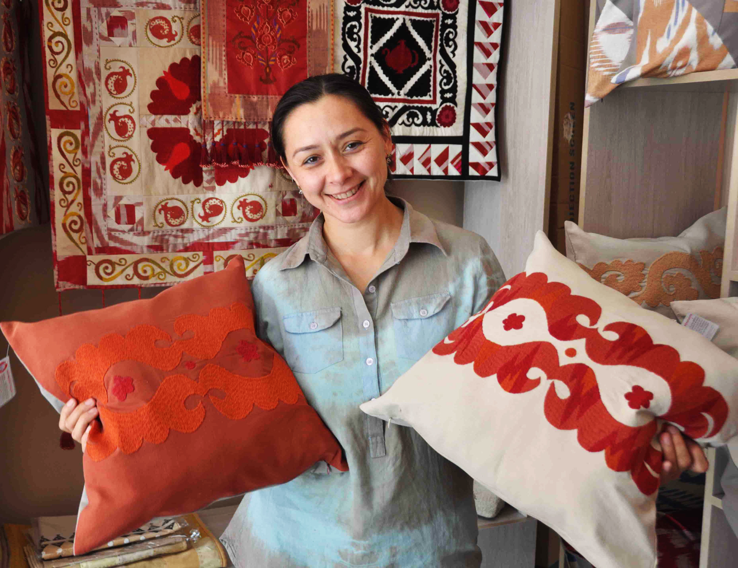 Munira Akilova, of Khujand, Tajikistan (Designer for Armughon Handicrafts & Munir brands)