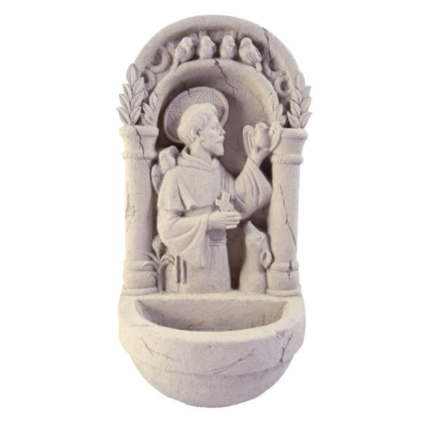 Modern Artisan St Francis Concrete Water Basin / Bird Feeder Plaque