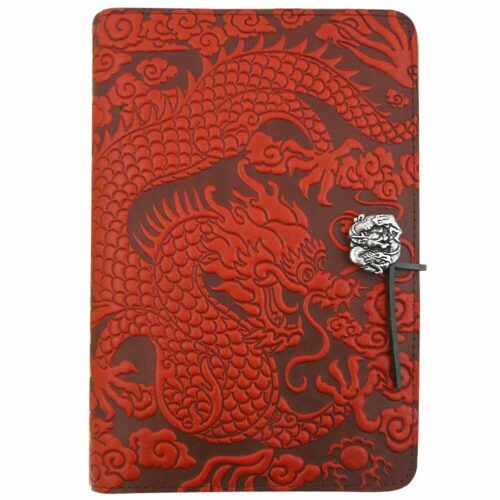 Modern Artisan Embossed Leather Journal: Red Chinese Dragon