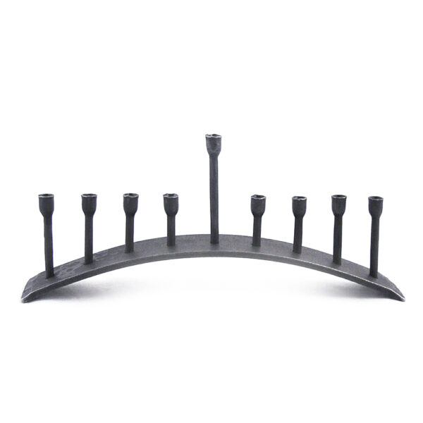 Modern Artisan Forged Iron Arch Menorah