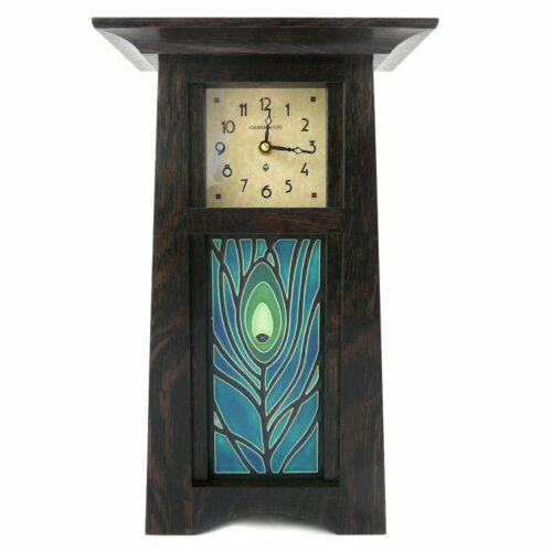 Modern Artisan Tall Craftsman Clock with Peacock Tile