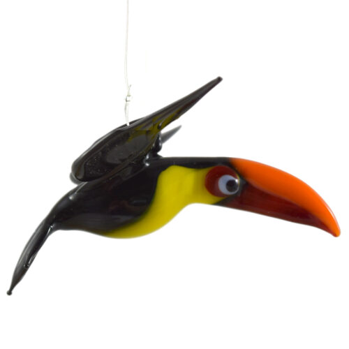 Modern Artisan Tropical Toucan Hanging Art Glass Figurine