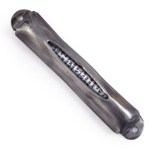Modern Artisan Handmade Iron Mezuzah with Scroll Window