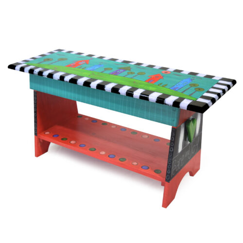 Modern Artisan Happy Home Painted Wood Bench