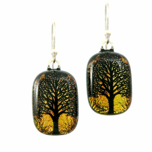 Modern Artisan Dichroic Glass Earrings - Tree of Life