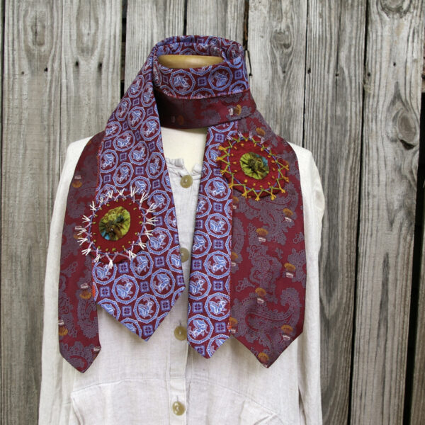 Upcycled Necktie Scarf - Paisley Crown Deer - Rayela Art