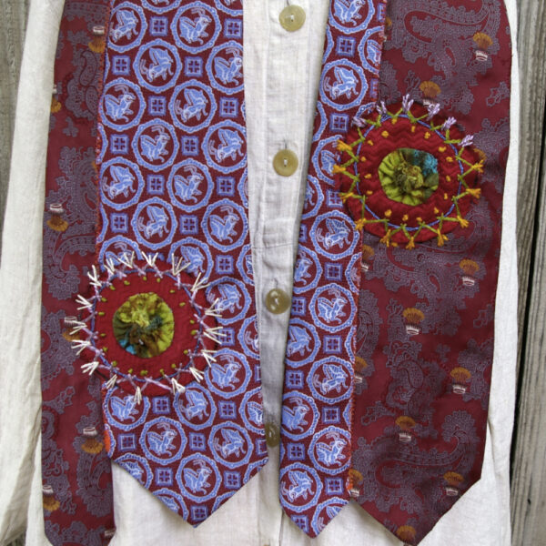 Upcycled Necktie Scarf - Paisley Crown Deer close