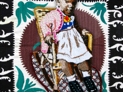 Rachel Biel embroidery, self portrait as a baby.
