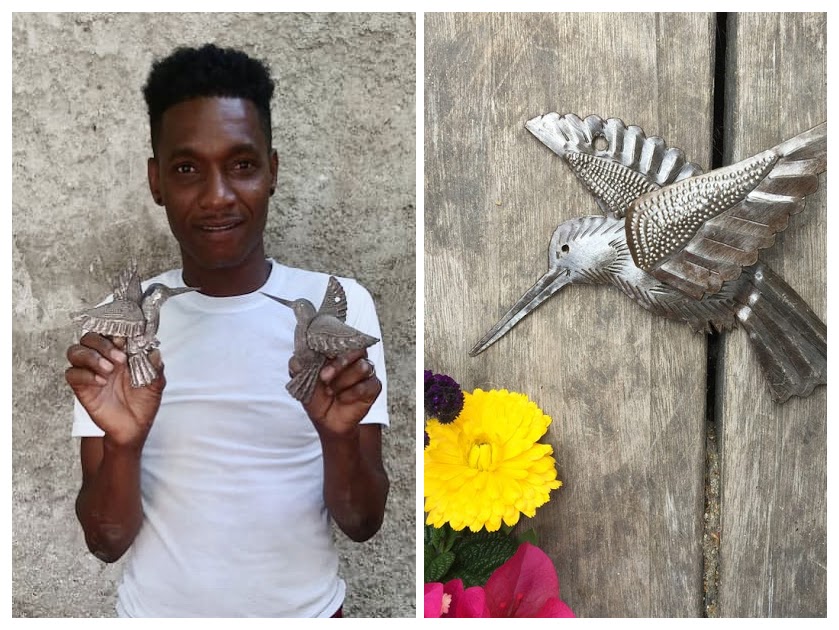 Garden Hummingbirds by Peterson Remy, Eco-Friendly Outdoor Metal Art- Haitian Fair Trade