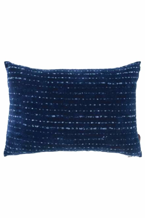 Indigo Velvet Lumbar Pillow Cover - India