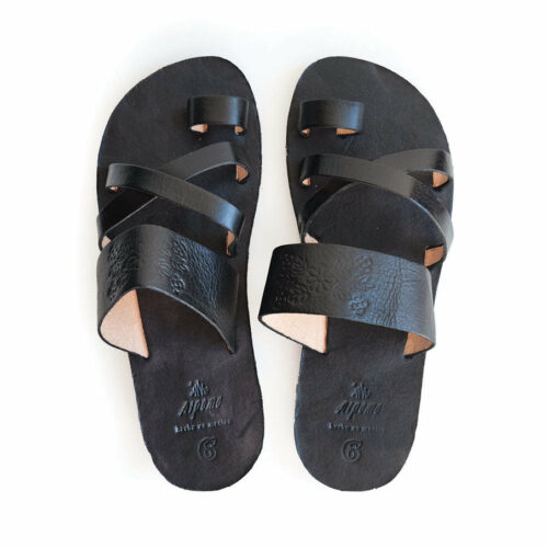 Handmade black Mexican leather sandals