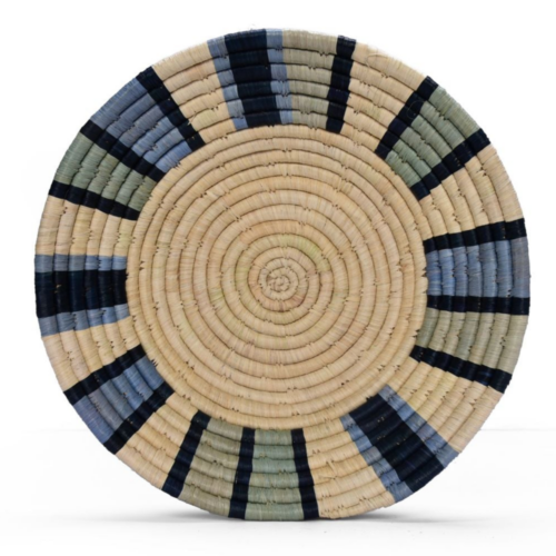 Extra Large Blue Striped Round Basket - Uganda
