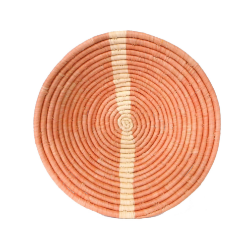 Peach Striped Round Basket Uganda fair trade