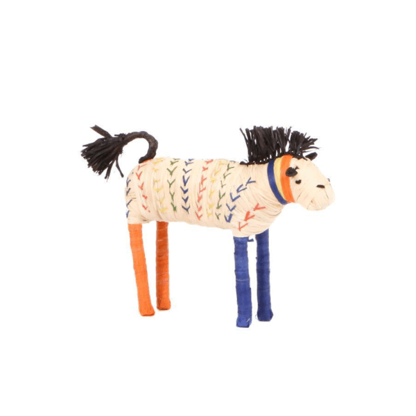 Primary Colors Raffia Horse Shelf Decor - Uganda