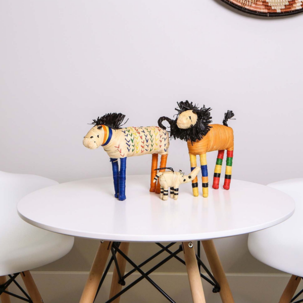 Primary Colors Raffia Horse Shelf Decor