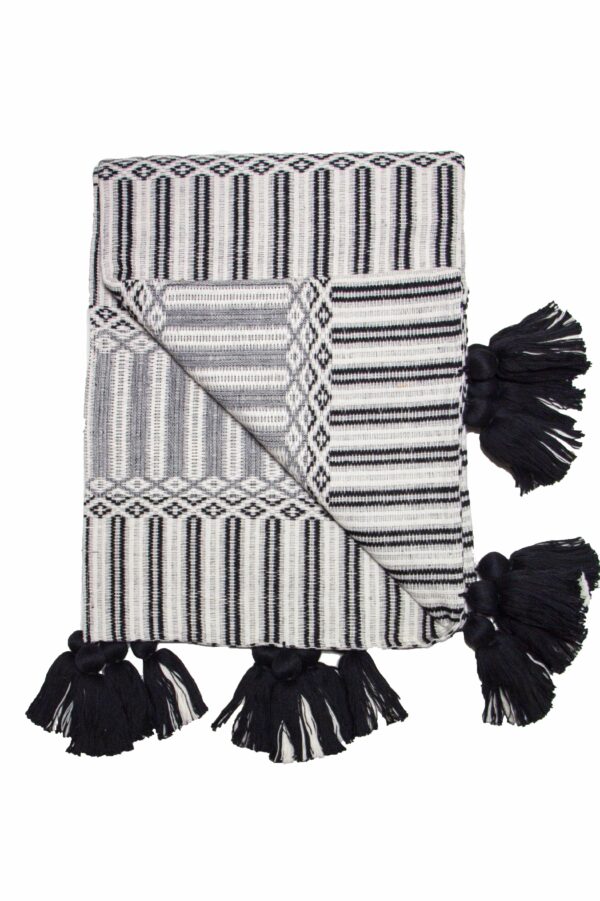 Volcanic Sands Throw - Fair trade handwoven striped grey Guatemalan throw