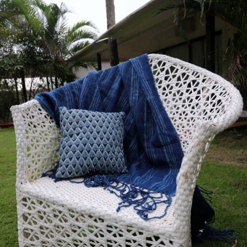 Indigo Dark Striped Fringe Throw from Accompany Fair Trade