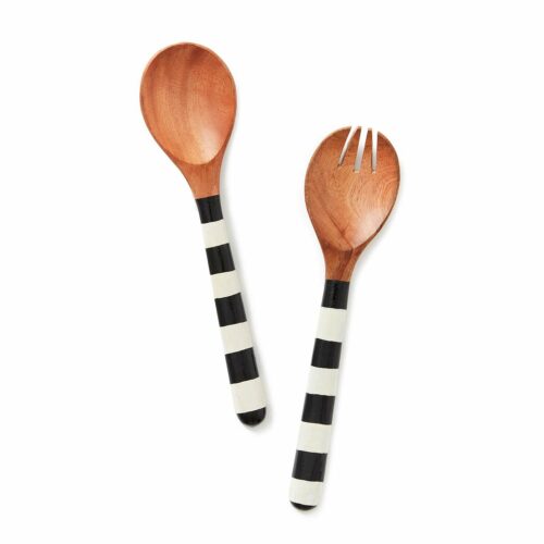Striped Style Neem Wood Carved Servers - India