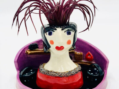 Ceramic People Planter - Shoe and Purse Shopper by Sweetbriar Studio Art