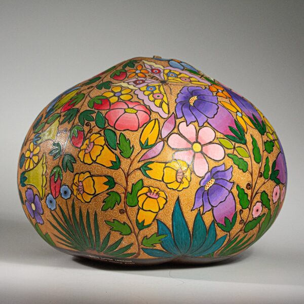 Lucuma Designs Fair Trade Flowers & Butterflies - finely carved & painted gourd art