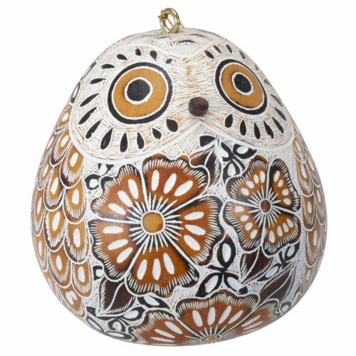 Lucuma Designs Snowy Owl - Gourd Ornament