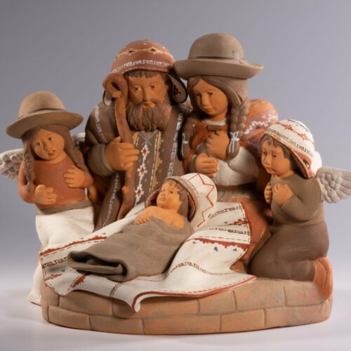 Lucuma Designs Holy Family & Angels - Fine Ceramic Nativity - One Piece