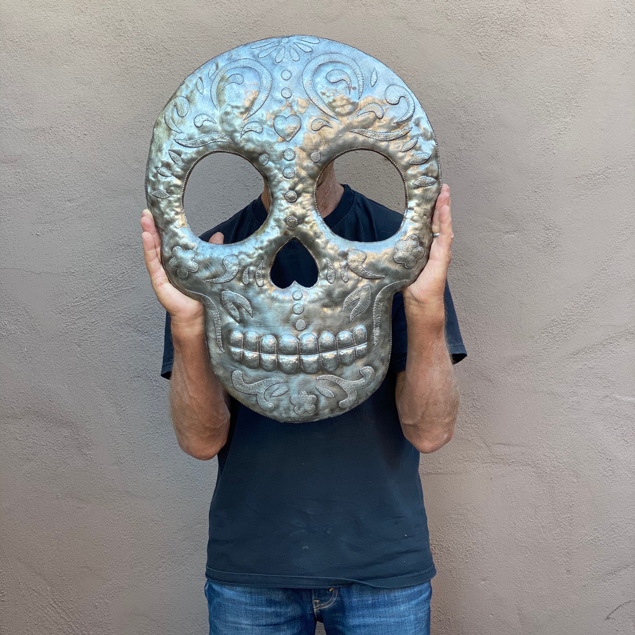 Upcycled metal drum skull - Haitian art - Its Cactus