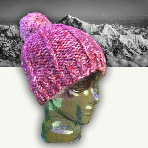 Chunky Purple with PomPom Knotjusthats Hand Knit Hat Final