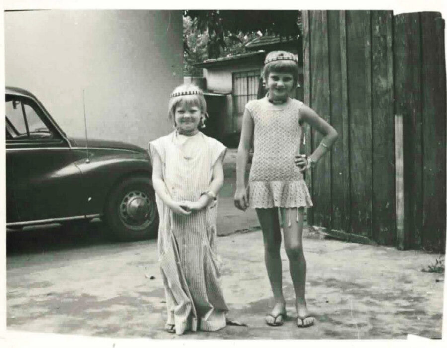 Playing dress up in Brazil, 1970