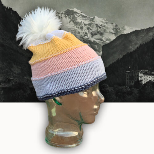 Easter Bunny Knotjusthats Hand Knit Pastel Hat White PomPom Final
