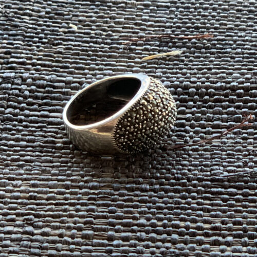 Vintage marcasite sterling silver bubble ring